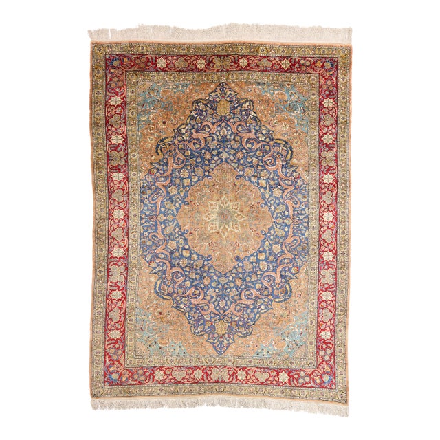 Vintage Turkish Silk Hereke Rug, 07'00 X 09'08 For Sale