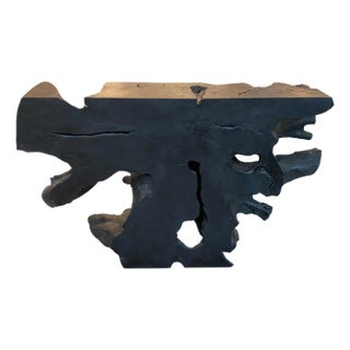 Andrianna Shamaris Charred Organic Teak Wood Console or Coffee Table For Sale