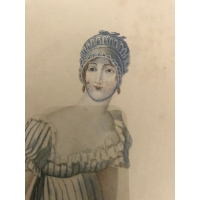17th Century C1799 Framed French Colored Engravings, Ladies in Dress - Set of 3 For Sale - Image 11 of 12