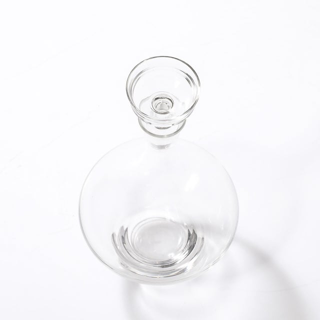 Mid-Century Modernist Sculptural Crystal Decanter With Basin Form Stopper For Sale - Image 12 of 16