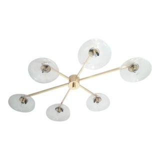 Angelo Polished Brass Clear Glass Flush Mount by Fabio Ltd For Sale