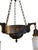 American Circa 1920’s Dark Brozed Patina Chandelier With Ribbed Glass Shades For Sale - Image 3 of 5
