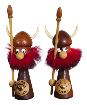 Teak Viking Figurines by Sallingboe for Skansen, Denmark, 1960s, Set of 2