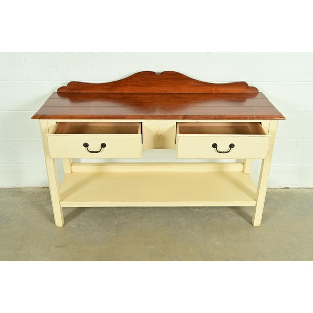 Late 20th Century Ethan Allen American Colonial Cream Lacquered Maple Sideboard Buffet Server or Console Table For Sale - Image 5 of 15