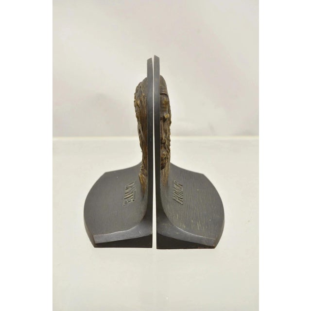 Vintage Bradley & Hubbard Cast Iron Dante and Homer Bookends - A Pair For Sale - Image 12 of 12
