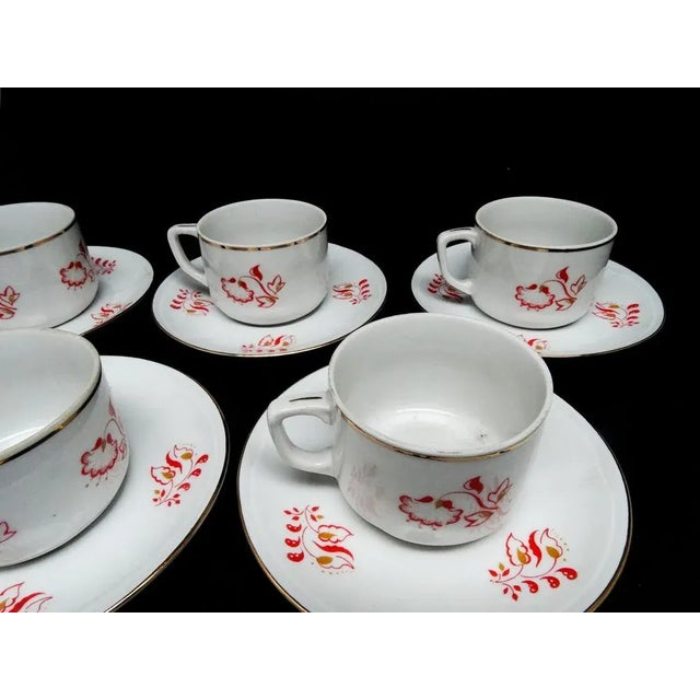 Art Deco Coffee Cups and Saucers from Ćmielów Factory, Poland, 1930s, Set of 12 For Sale - Image 3 of 7