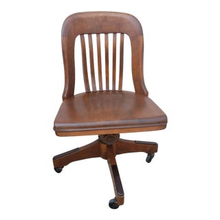 The Taylor Chair Co. Antique Oak Bankers Chair For Sale