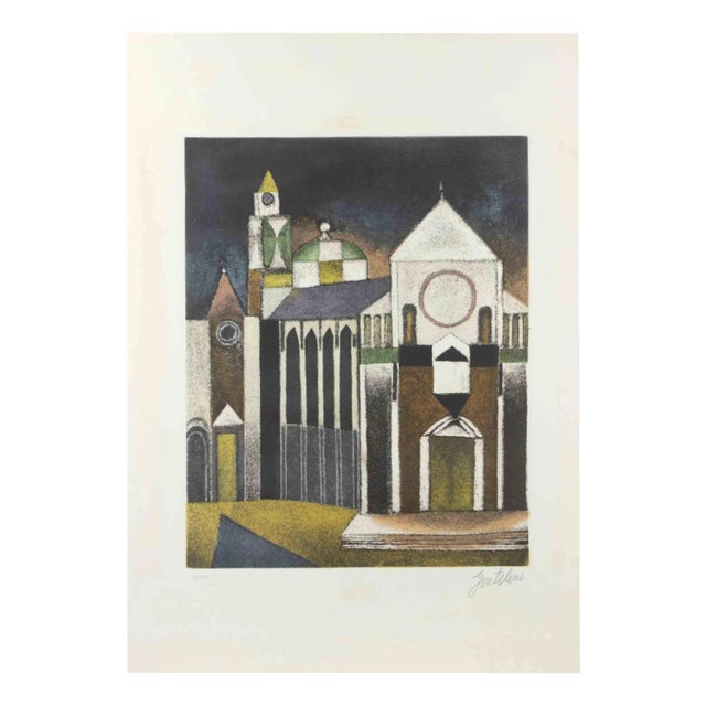 Franco Gentilini, Cathedral, Etching and Aquatint, 1970s For Sale