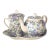 1980s David Michael China Set of a Teapot, Serving Tray and Covered Teacup For Sale