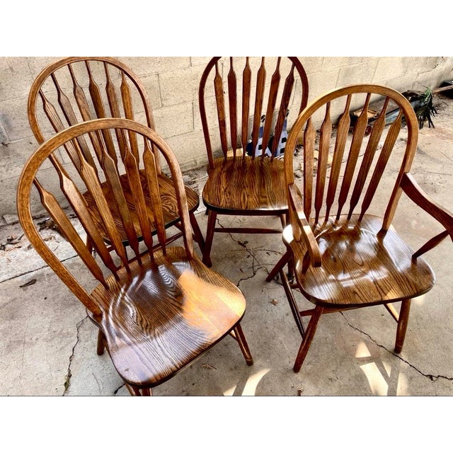 Farmhouse Mid 20th Century Windsor Hoop Back Bentwood Solid Oak Chairs For Sale - Image 3 of 10
