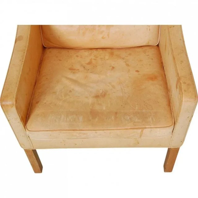 2204 Wing Chair in Natural Leather by Børge Mogensen, 2000s For Sale - Image 15 of 18