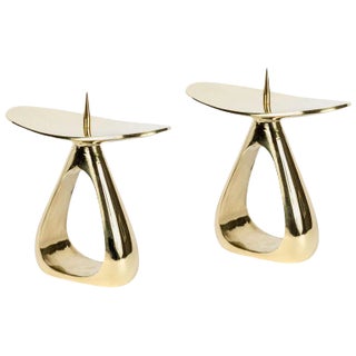 Carl Auböck #3470 Polished Brass Candleholder- A Pair For Sale