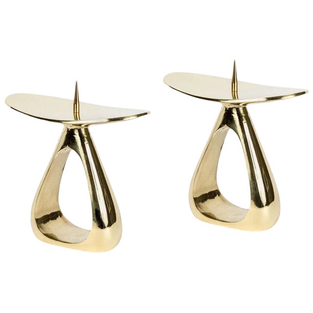 Carl Auböck #3470 Polished Brass Candleholder- A Pair For Sale