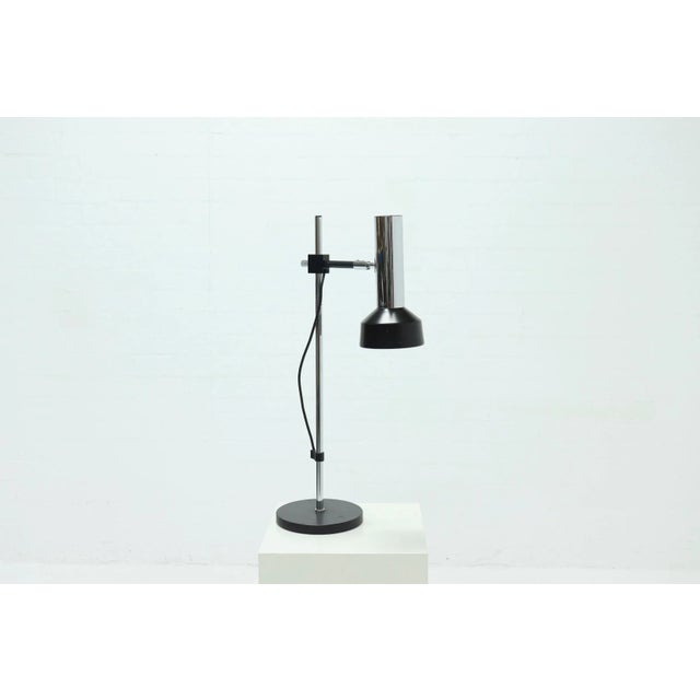 Black Large Adjustable Chrome and Steel Desk Lamp, 1960s For Sale - Image 8 of 10