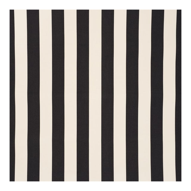 Schumacher Cabana Stripe Indoor & Outdoor Fabric in Black For Sale