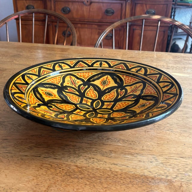 Rustic European Late 20th Century Large Moroccan Handcrafted Ceramic Bowl For Sale - Image 3 of 7