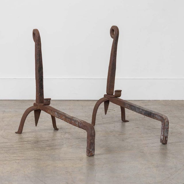 1950s 1950s Pair of French Wrought Iron Andirons For Sale - Image 5 of 9