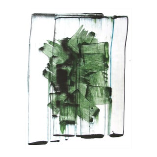 Contemporary Abstract Acrylic on Hahnemühle Paper Painting "Mad Green 2" by Emma Godebska For Sale