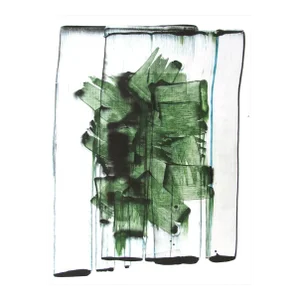 Contemporary Abstract Acrylic on Hahnemühle Paper Painting "Mad Green 2" by Emma Godebska
