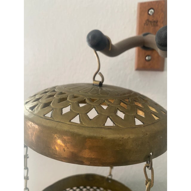 Late 19th Century Middle-Eastern Pierced Brass Hanging Globe Lantern For Sale - Image 5 of 11