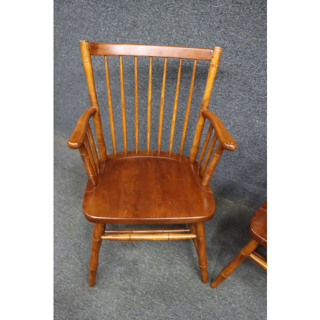 Wood L. & j.g. Stickley Solid Cherry Fan Back Windsor Armchairs, Pair For Sale - Image 7 of 15