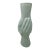 1980s Postmodern 12.25" Clasped Hands Ceramic Sculptural Column Vase in Sage Celadon For Sale