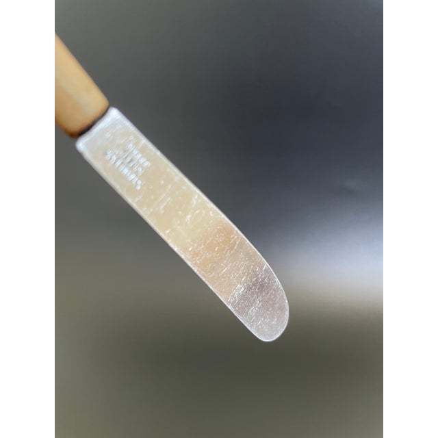 Wood Mid Century Modern Stainless Butter Spreader With Wood Handle - Set of 5 For Sale - Image 7 of 7