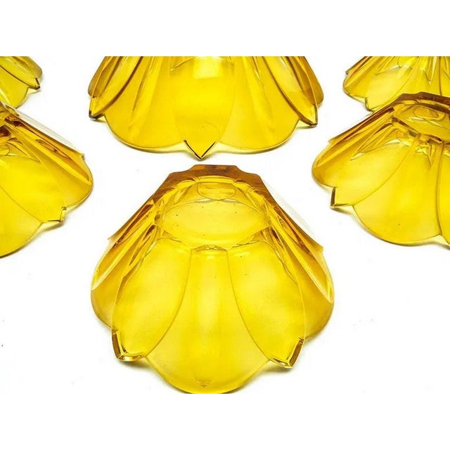Art Deco Glass Bowls from Moser, Former Czechoslovakia, 1930s, Set of 7 For Sale - Image 10 of 10