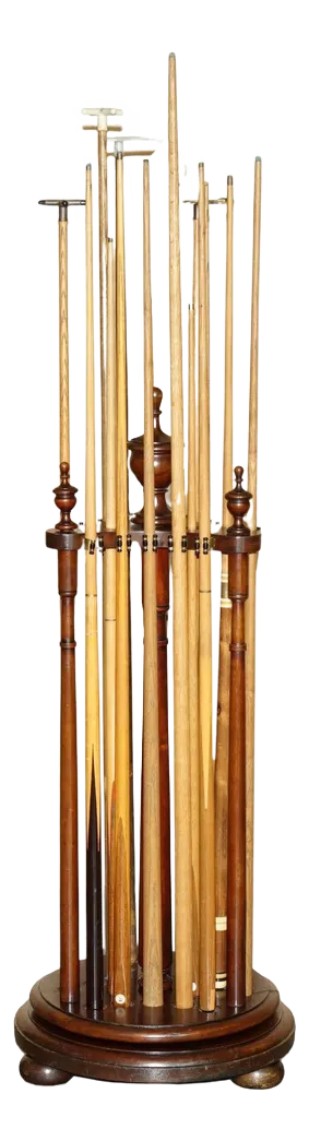 Antique Hardwood Revolving Snooker Cue Stand from Sir William Bentley, 1880s