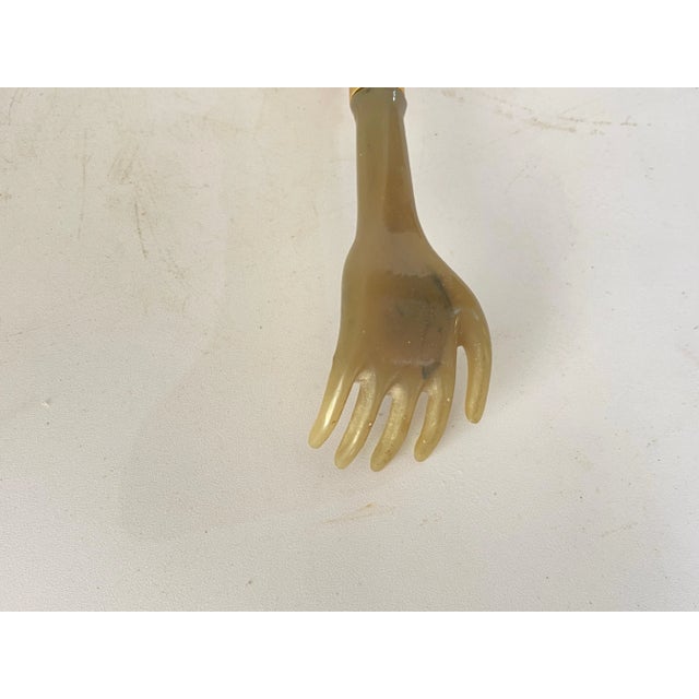 Brown Faux Bamboo Shoe Horn with Metal and Brass Ornaments, France, 1970s For Sale - Image 8 of 9