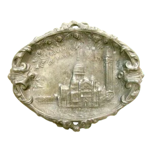Vintage Paris Montmartre / Sacre Coueur Souvenir Pewter Ashtray / Bowl