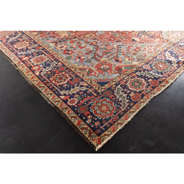 Red 1920s Antique Persian Heriz/Serapi Rug-9′4″ × 12′1″ For Sale - Image 8 of 15