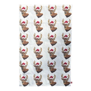 Contemporary Linen-Cotton "What the Buck?" Custom Made Tea Towel, Original For Sale