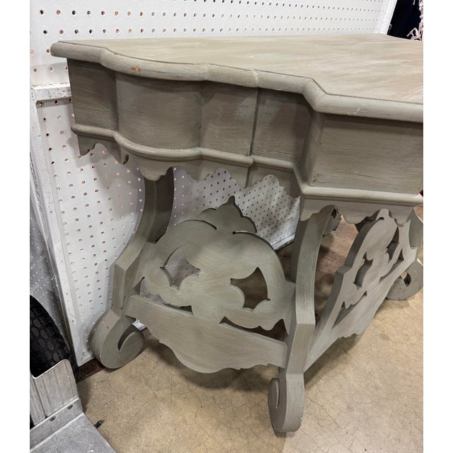 Late 20th Century Boho Chic Painted Decorator Carved Console Table For Sale - Image 5 of 12