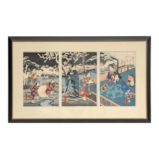 1830s Japanese Triptych Artwork by Utagawa Kunisada For Sale