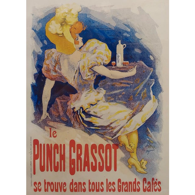 Jules Cheret -Le Punch Grassot - Original 1895 French Liquor Lithograph For Sale - Image 4 of 10