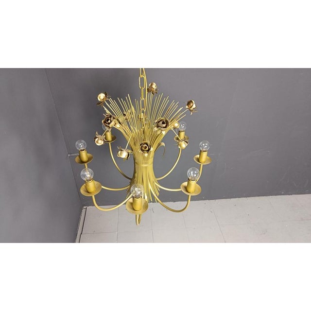 Vintage Metal Flower Chandelier, 1980s For Sale - Image 6 of 12