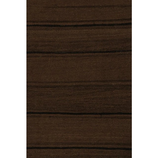 1950s 1950s Vintage Afghani Tribal Kilim Rug With Brown and Black Stripes For Sale - Image 5 of 7