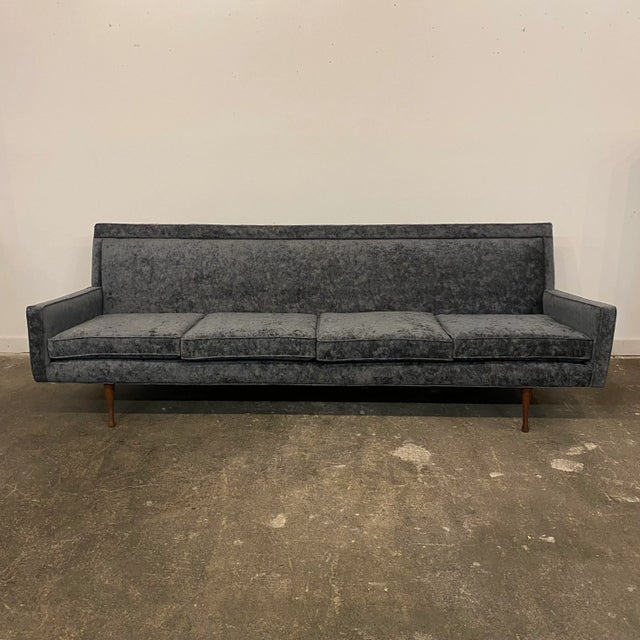 Reupholstered Mid 20th Century Paul McCobb Sofa With Walnut Legs