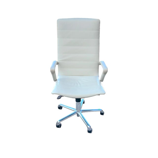 Metal Mid-Century Modern Leather Cofemo Italian Eames Style Office Chair For Sale - Image 7 of 7