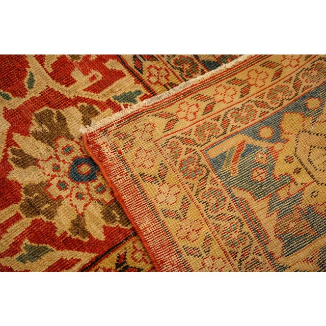 1890s Red Rust Field Geometric Antique Persian Sultanabad Knotted Gallery Rug For Sale In New York - Image 6 of 7