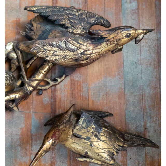 19th Century 19th Century Chinoiserie Chinese Carved Giltwood Architectural Fragment With Birds and Pomegranates For Sale - Image 5 of 18