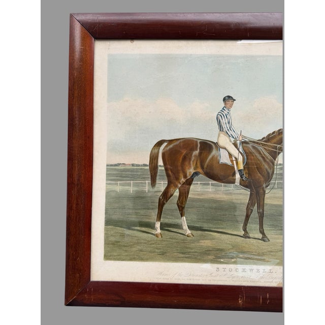 Brown Antique Mahogany Framed Horse Litho Print For Sale - Image 8 of 12