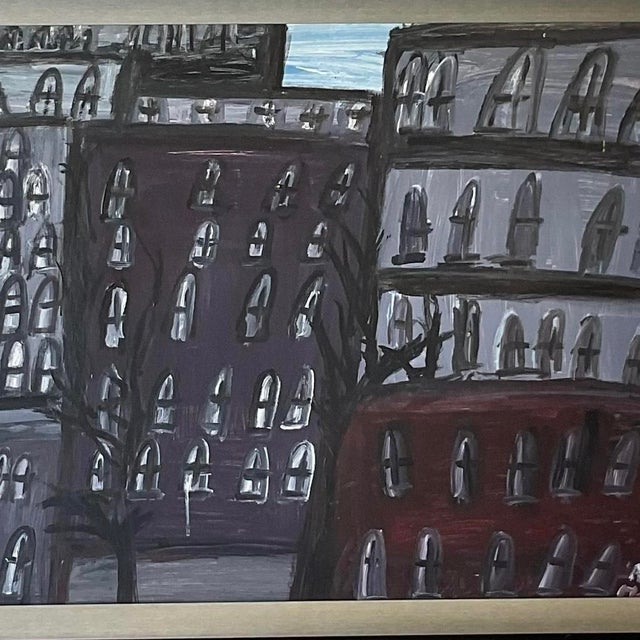 Vintage Boho Original Abstract Expressionism Oil Painting on Canvas For Sale - Image 10 of 15
