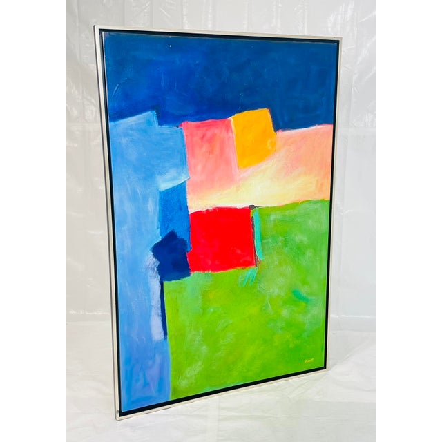 Abstract 1990s Large Abstract Color Field Oil Painting by H. Scott, Framed For Sale - Image 3 of 18
