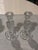 Vintage Crystal Candle Stick Holders Etched Hobstar with genuine universal crystal bobeche inserts.