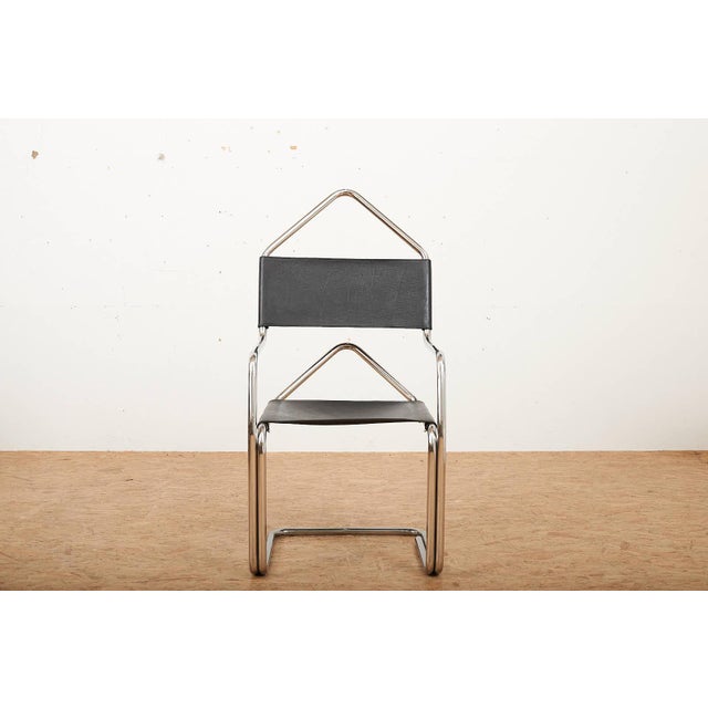Type 22 the Clamp Cantilever Chair with Chrome-Plated Tubular Steel and Black Leather from Ulysses Müller, 1989 For Sale - Image 15 of 15