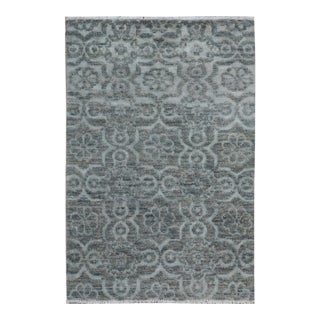 1990s Ziegler Gray Hand-Knotted Wool & Silk Rug - 3'11'' X 5'9'' For Sale