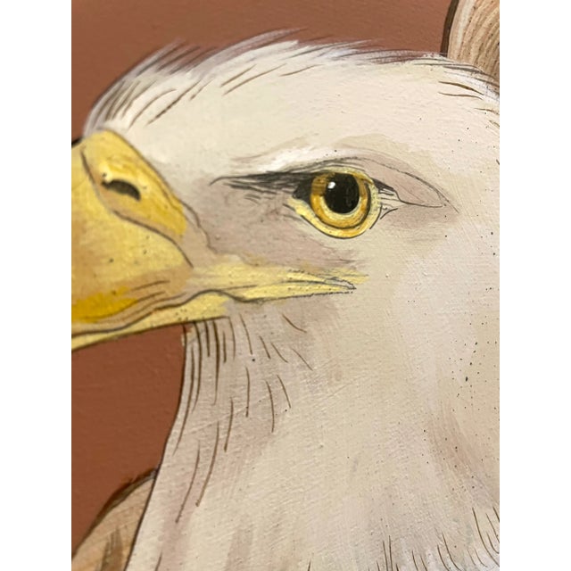 “Eagle Opportunity” depicts a stack of majestic birds of prey. This original painting includes the eagle, a Cooper’s hawk...