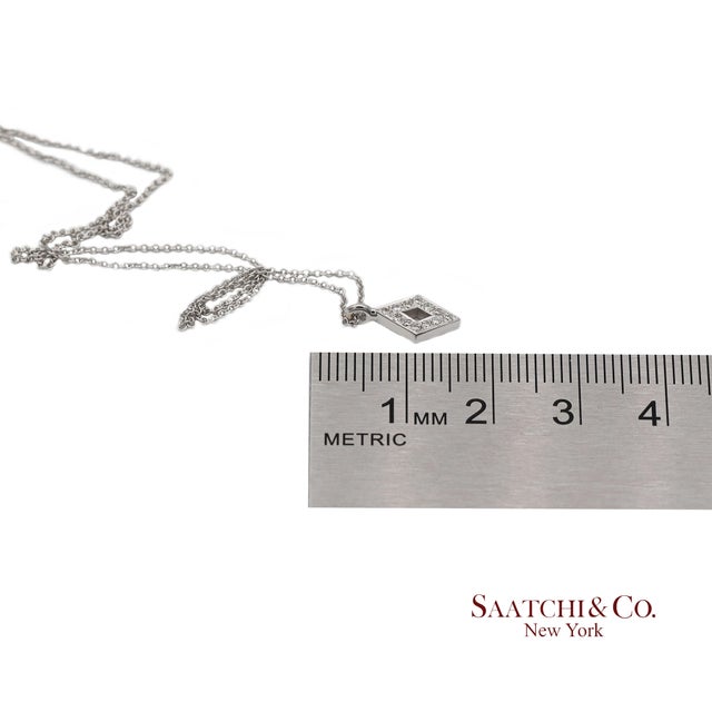 Silver 18k(750) White Gold Natural Diamond Rhombus Shape Pendant Necklace With Chain For Sale - Image 8 of 11